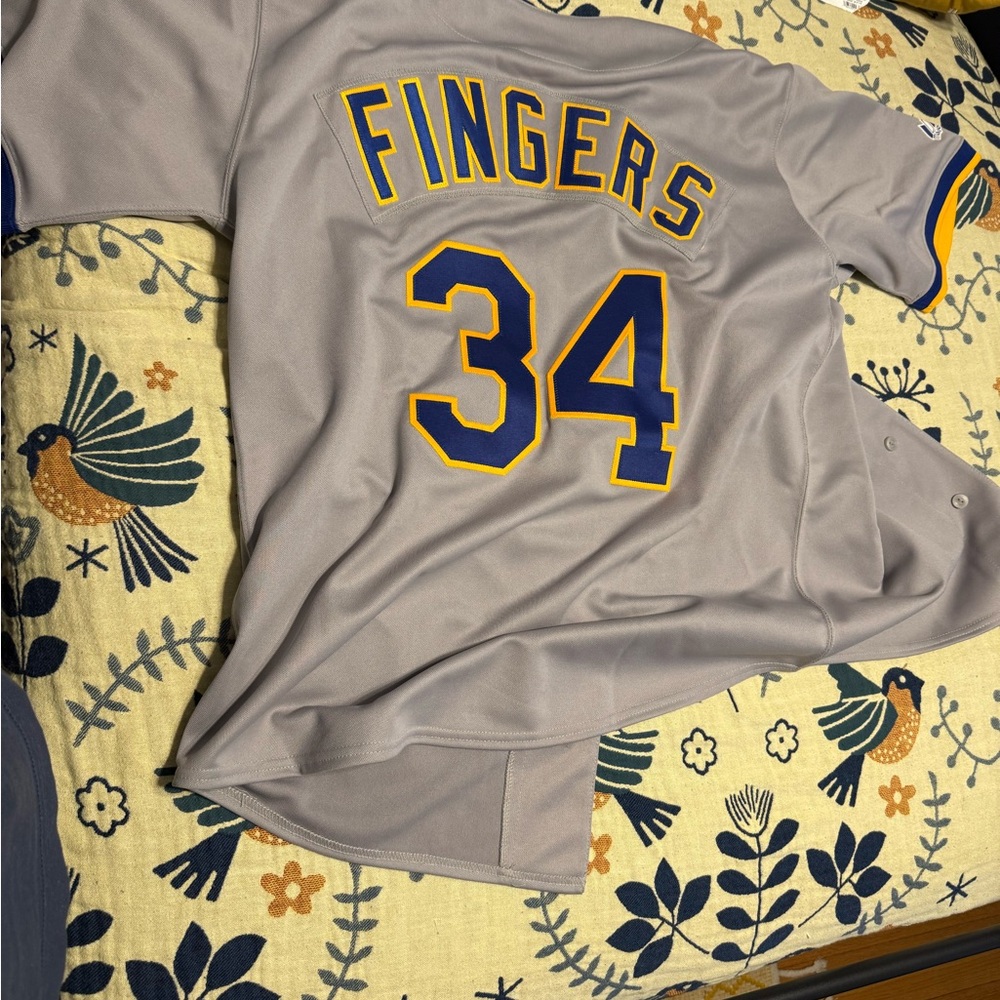 Gray Baseball Jersey with Yellow and Blue Accents